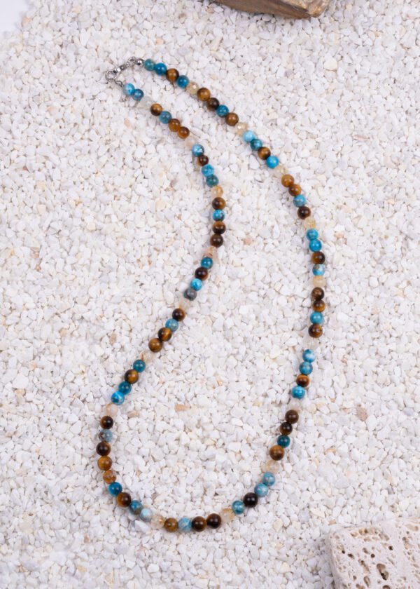 6mm Sitrin & Kaplan Gözü & Apatit Doğal Taş Kolye