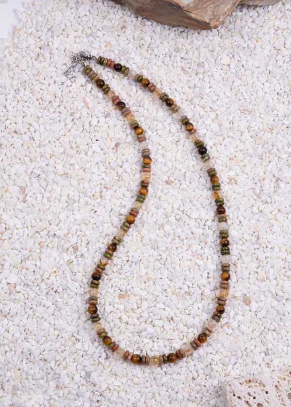 Unakit & Kaplan Gözü & Sitrin Doğal Taş Kolye