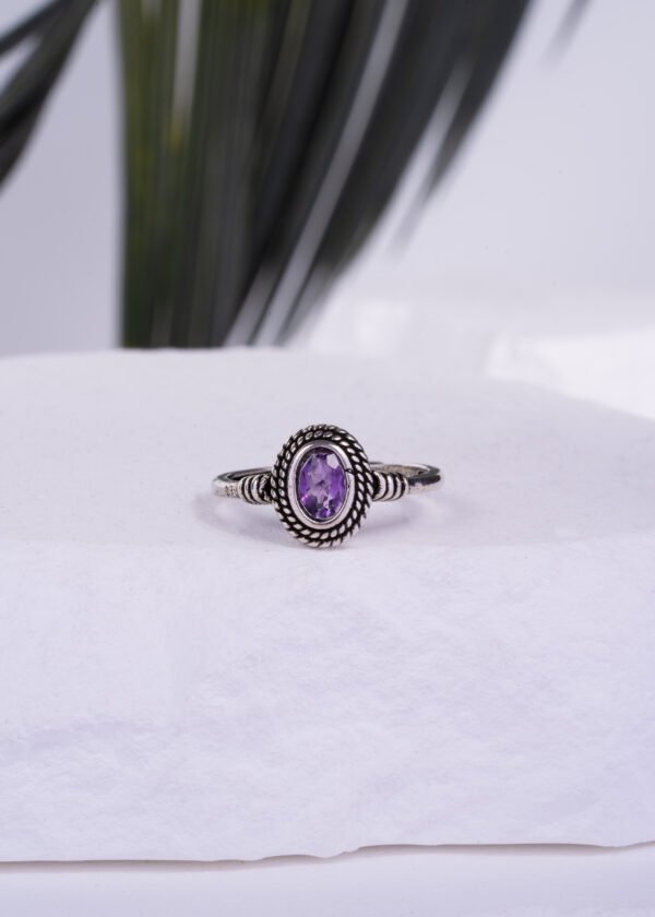 Ayarlanabilir Ametist Doğal Taş Yüzük