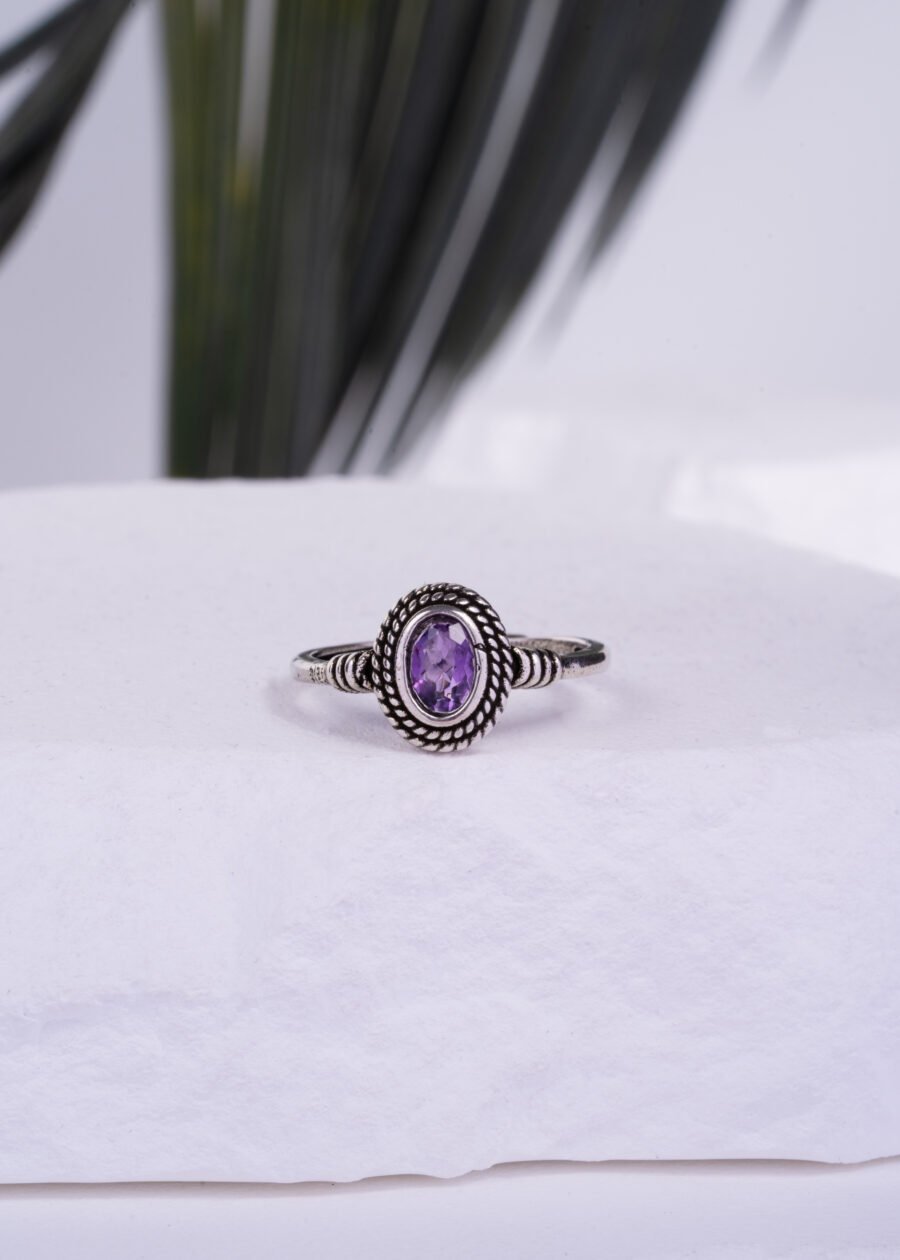 Ayarlanabilir Ametist Doğal Taş Yüzük
