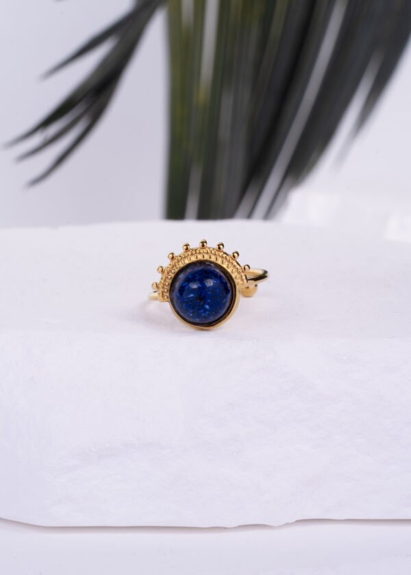 Ayarlanabilir Altın Kaplama Lapis Lazuli Doğal Taş Yüzük