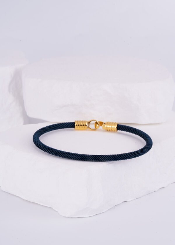316L Premium Altın Kaplama Çelik Lacivert Kelepçe Bileklik