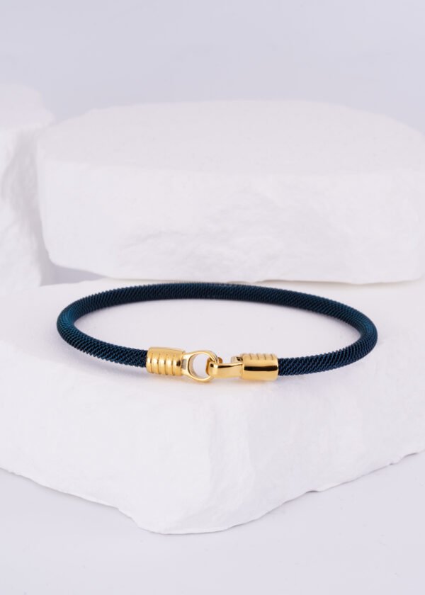 316L Premium Altın Kaplama Çelik Lacivert Kelepçe Bileklik