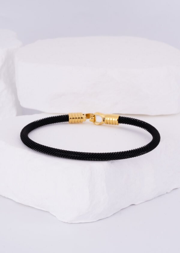 316L Premium Altın Kaplama Çelik Siyah Kelepçe Bileklik