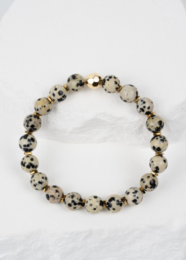 8mm Benekli Jasper & Hematit Doğal Taş Bileklik