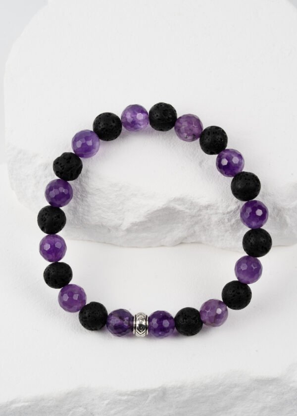 8mm Faset Kesim Ametist & Lav Taşı Doğal Taş Bileklik