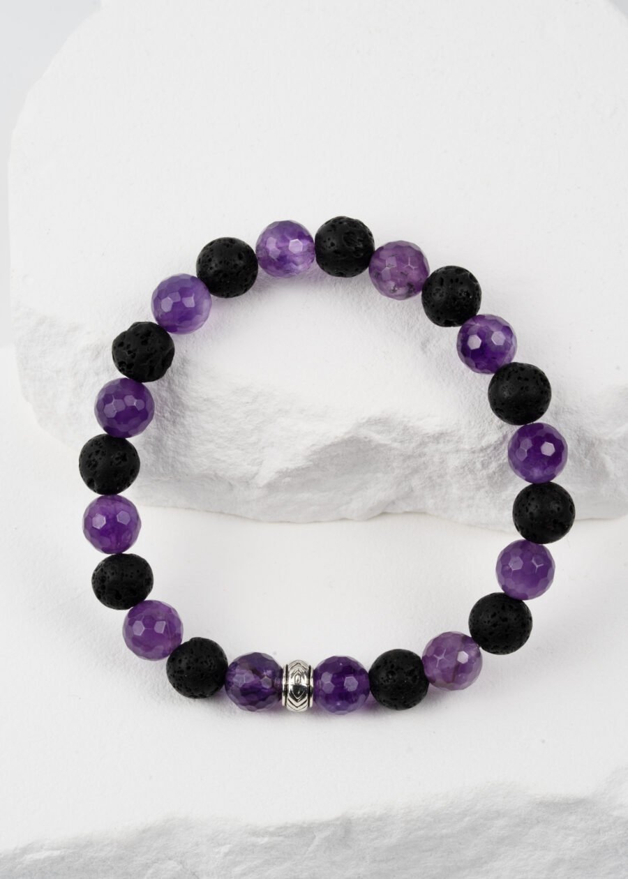 8mm Faset Kesim Ametist & Lav Taşı Doğal Taş Bileklik 8mm Faset Kesim Ametist & Lav Taşı Doğal Taş Bileklik