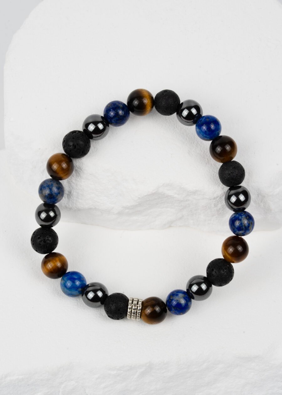 8mm Kaplan Gözü & Hematit & Lapis Lazuli & Lav Taşı Doğal Taş Bileklik 8mm Kaplan Gözü & Hematit & Lapis Lazuli & Lav Taşı Doğal Taş Bileklik