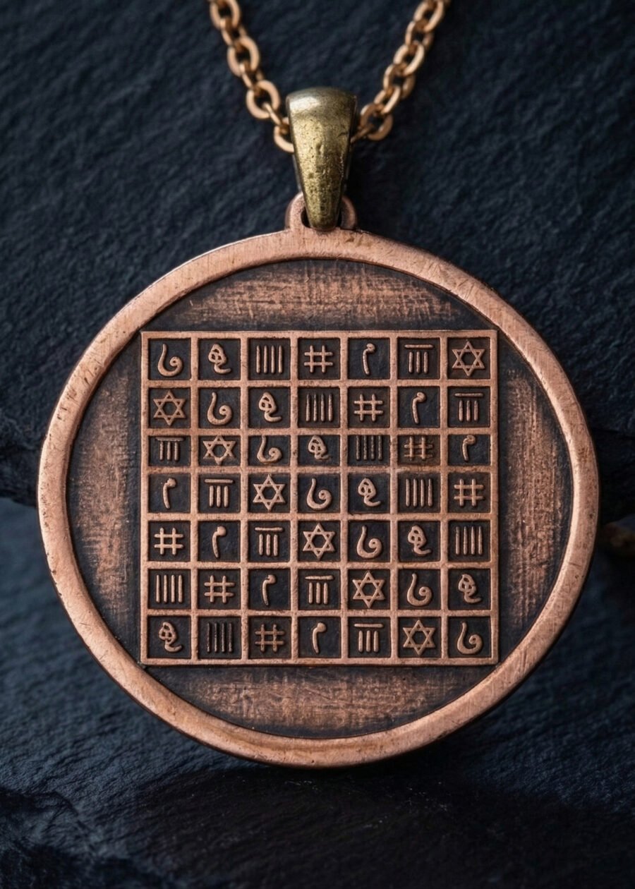 İsmi Azam Vefkli Celcelûtiyye Bakır Kolye