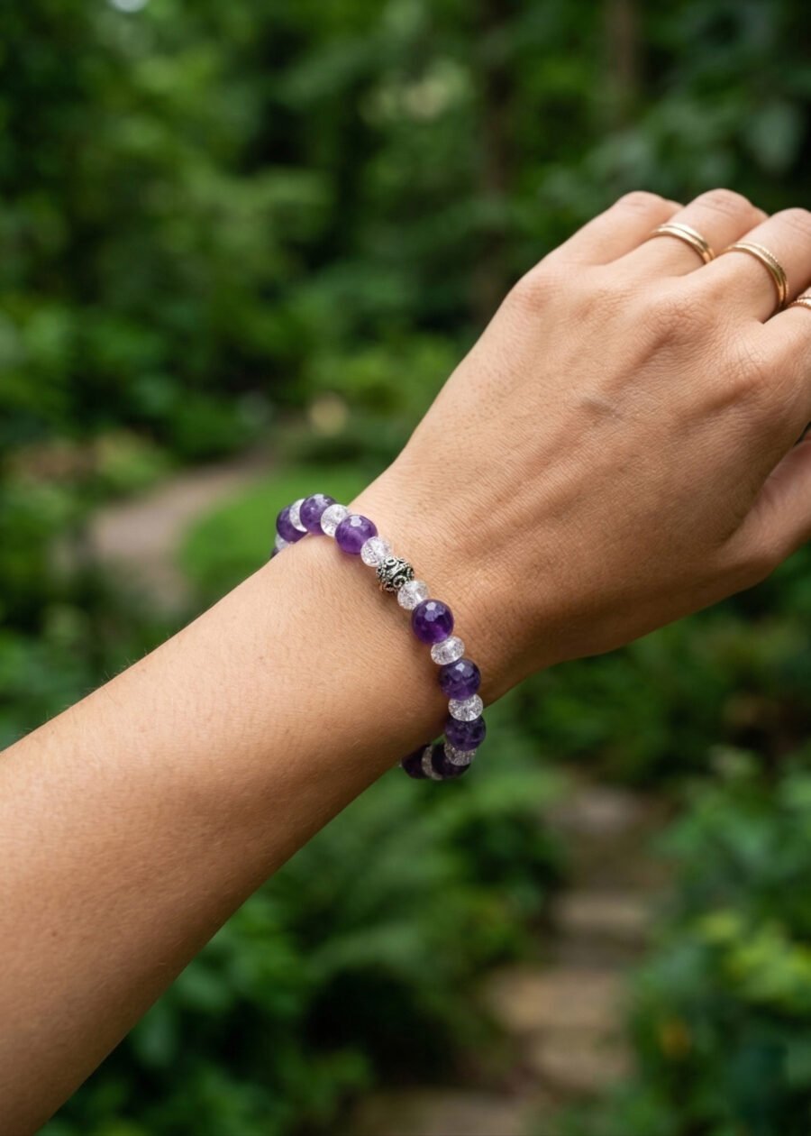 8mm Faset Kesim Ametist & Necef Doğal Taş Bileklik