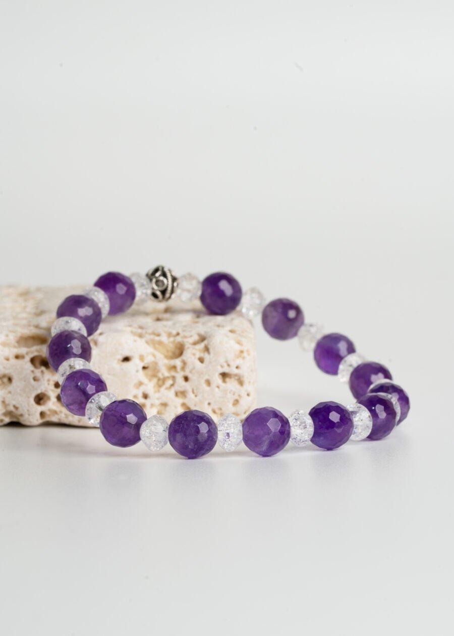 8mm Faset Kesim Ametist & Necef Doğal Taş Bileklik