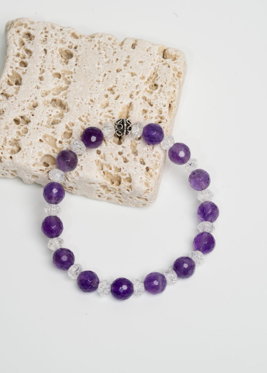 8mm Faset Kesim Ametist & Necef Doğal Taş Bileklik